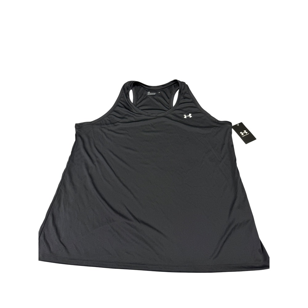 Under Armour Womens Tech Tank Top Black Loose Fit Racerback Size 2X NWT MSRP $25